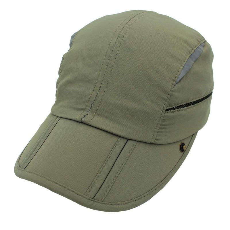 LLmoway UPF50+ Sun Hat with Neck Flap for Men Women Fishing Hiking Camping Quick Dry Cap Army Green - Image 3